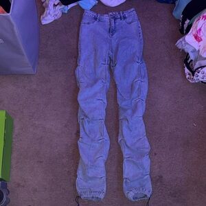 Fashion Nova Light Blue Stacked Jeans